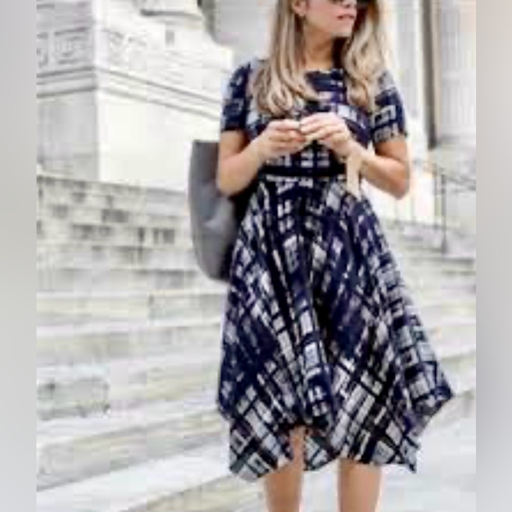 Anthropologie | Corey Lynn Calter Painted Plaid Fit & Flare w Asymmetric Hem ZB6